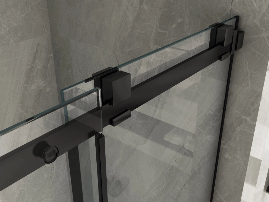 Porta doccia scorrevole, nero cristallo 8mm trasparente 120cm H195cm Tevaglas Bluern