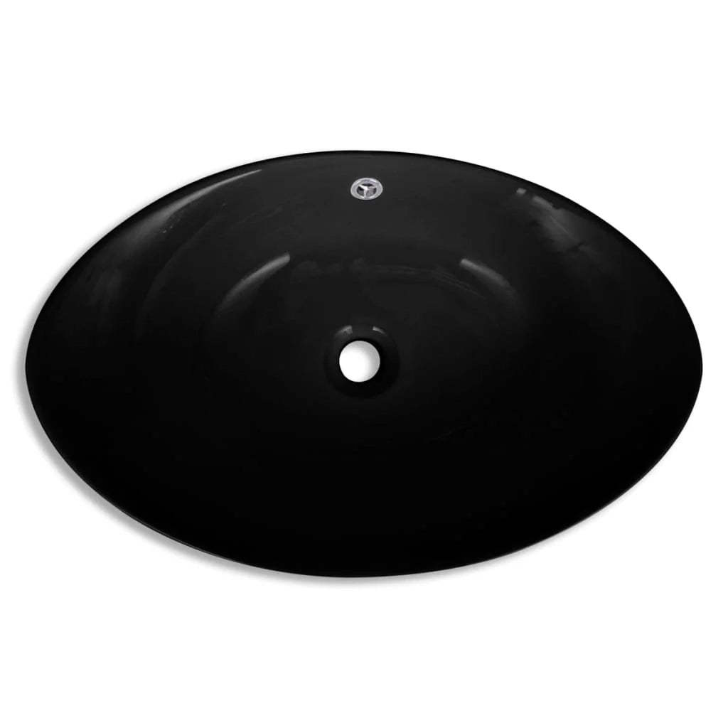 Lavandino ovale da bagno con troppopieno 59 cm ceramica nera 02_0002484