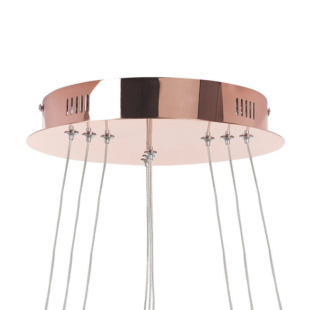 Lampada a Sospensione Moderna Illuminazione Integrata LED 3 Anelli Rotondi Oro Rosa