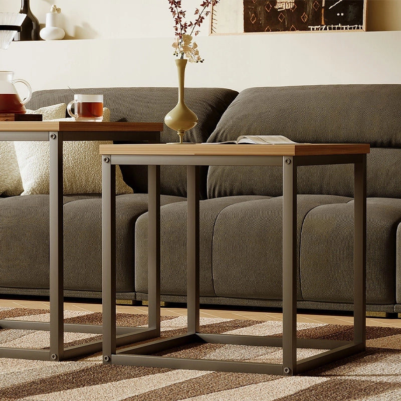 Tavolino da caffè, panca, set di tavolini 2 in 1, stile loft industriale, marrone chiaro, 50 cm