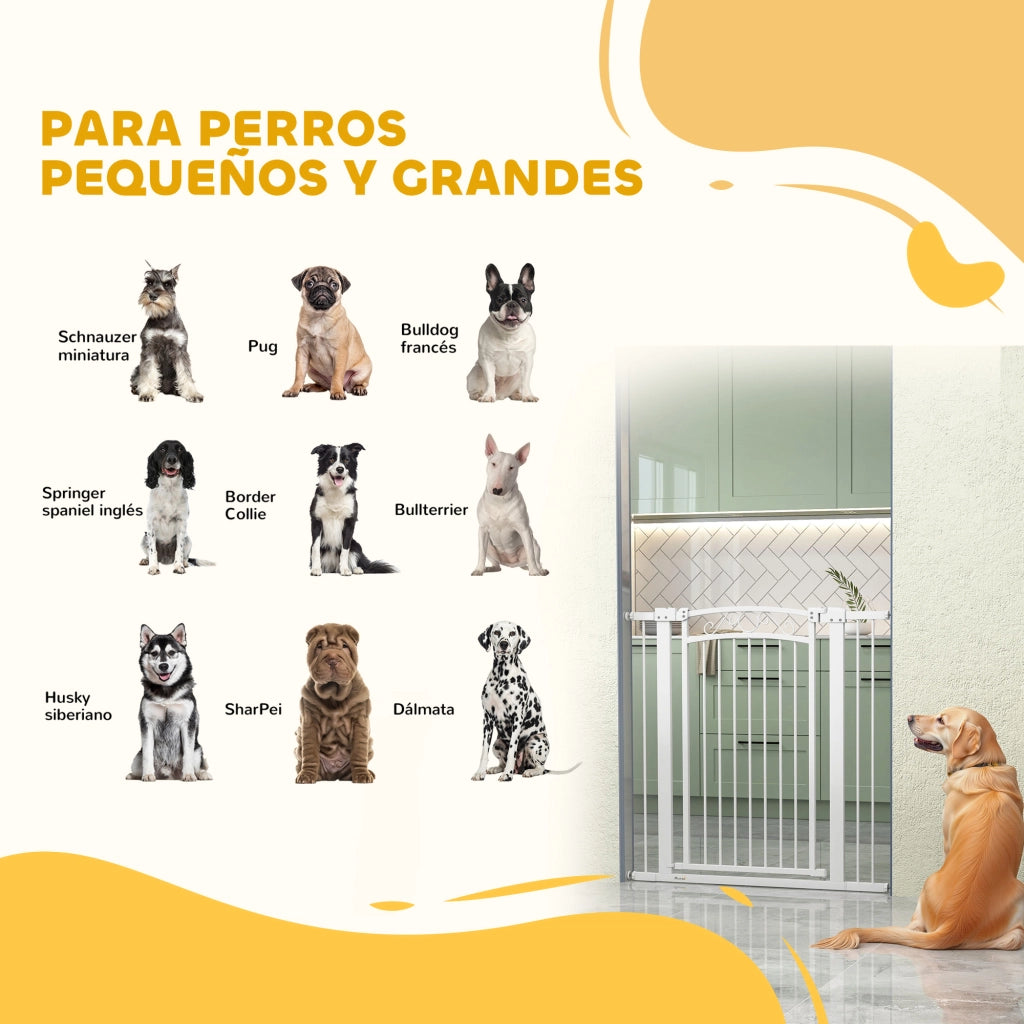 Porta per Cani Regolabile 76-104 cm ¨C zephmum ¨C Bianco