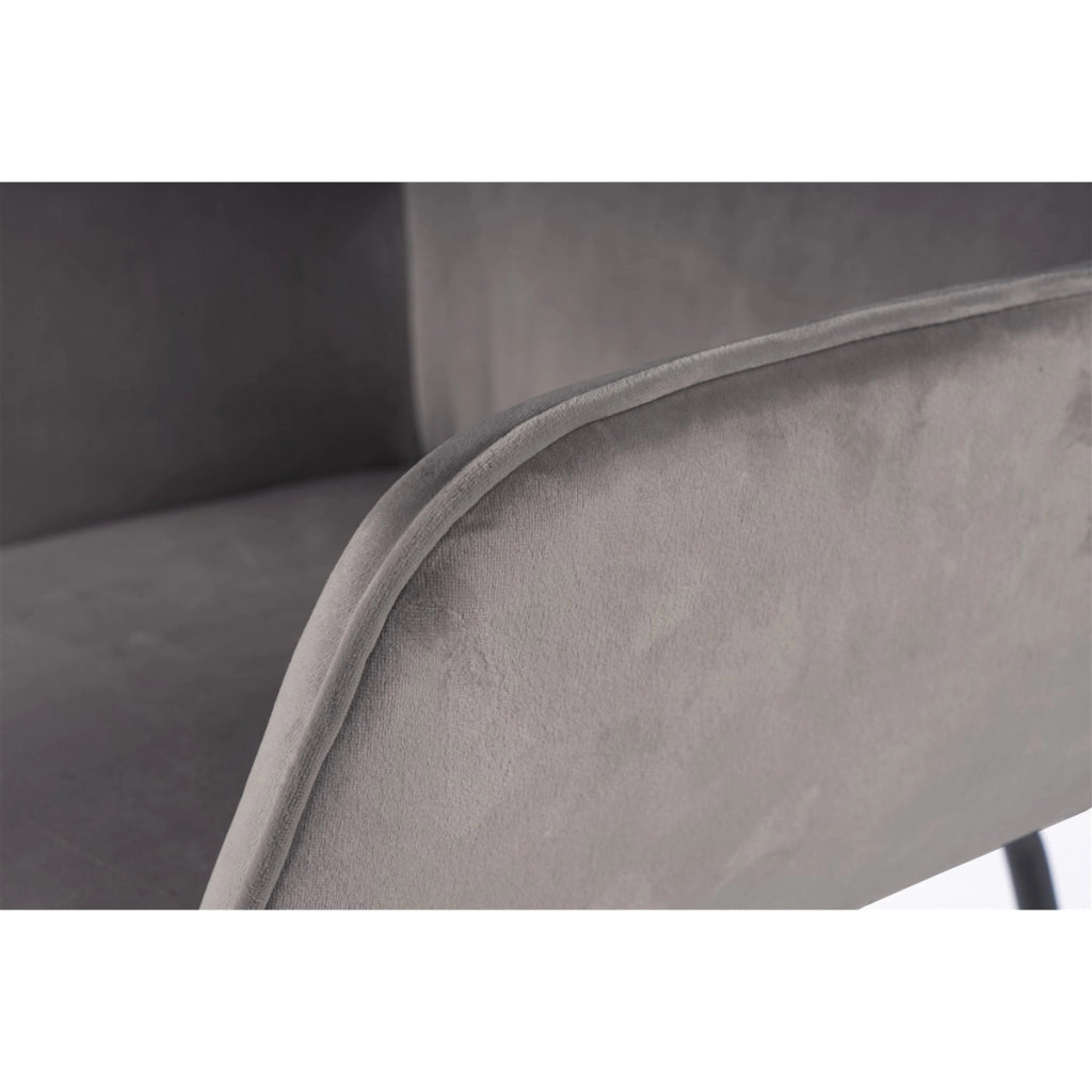 Sedia Eliot 125 con Braccioli in Velluto Grigio