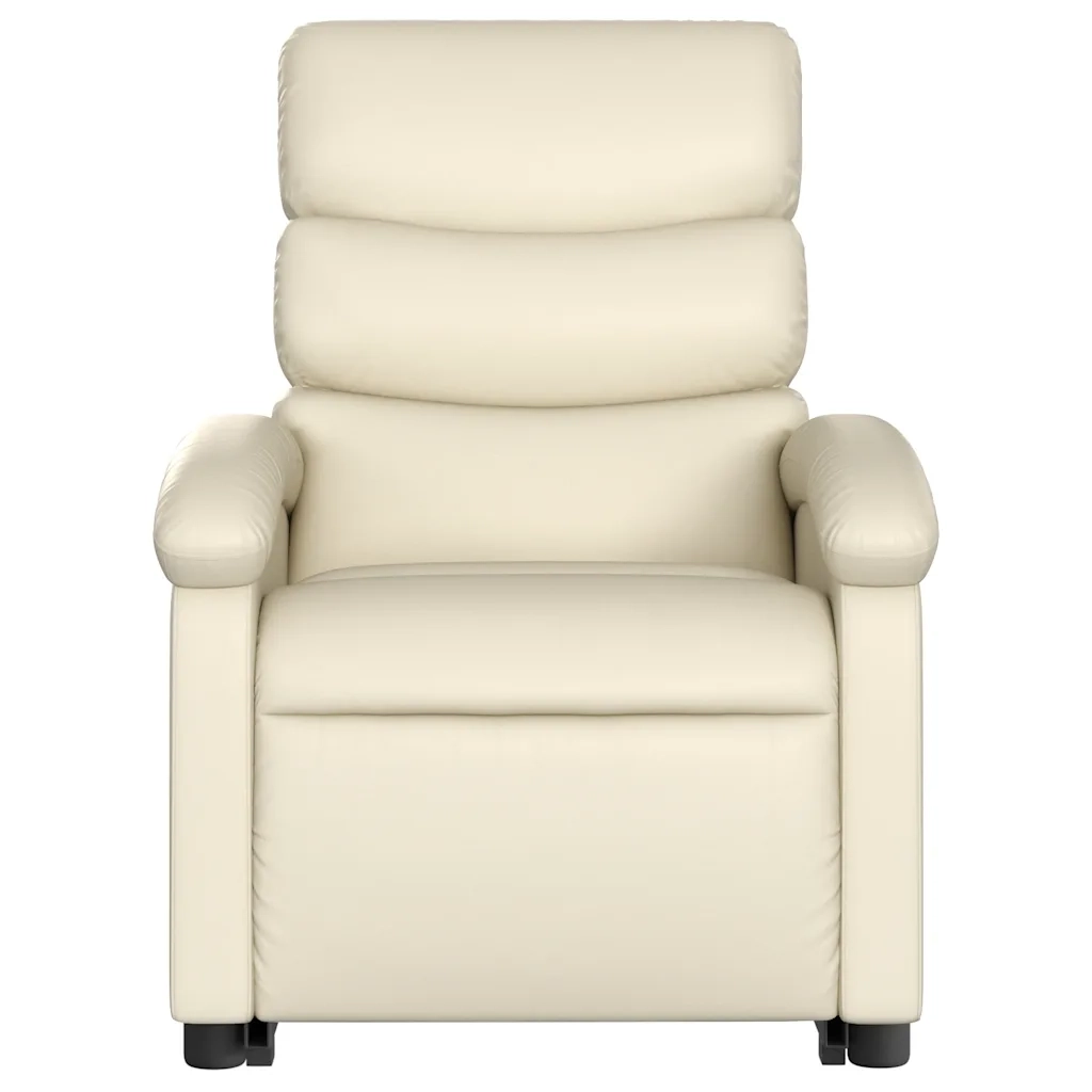 Poltrona | Sedia Relax Alzapersona Reclinabile Crema in Similpelle