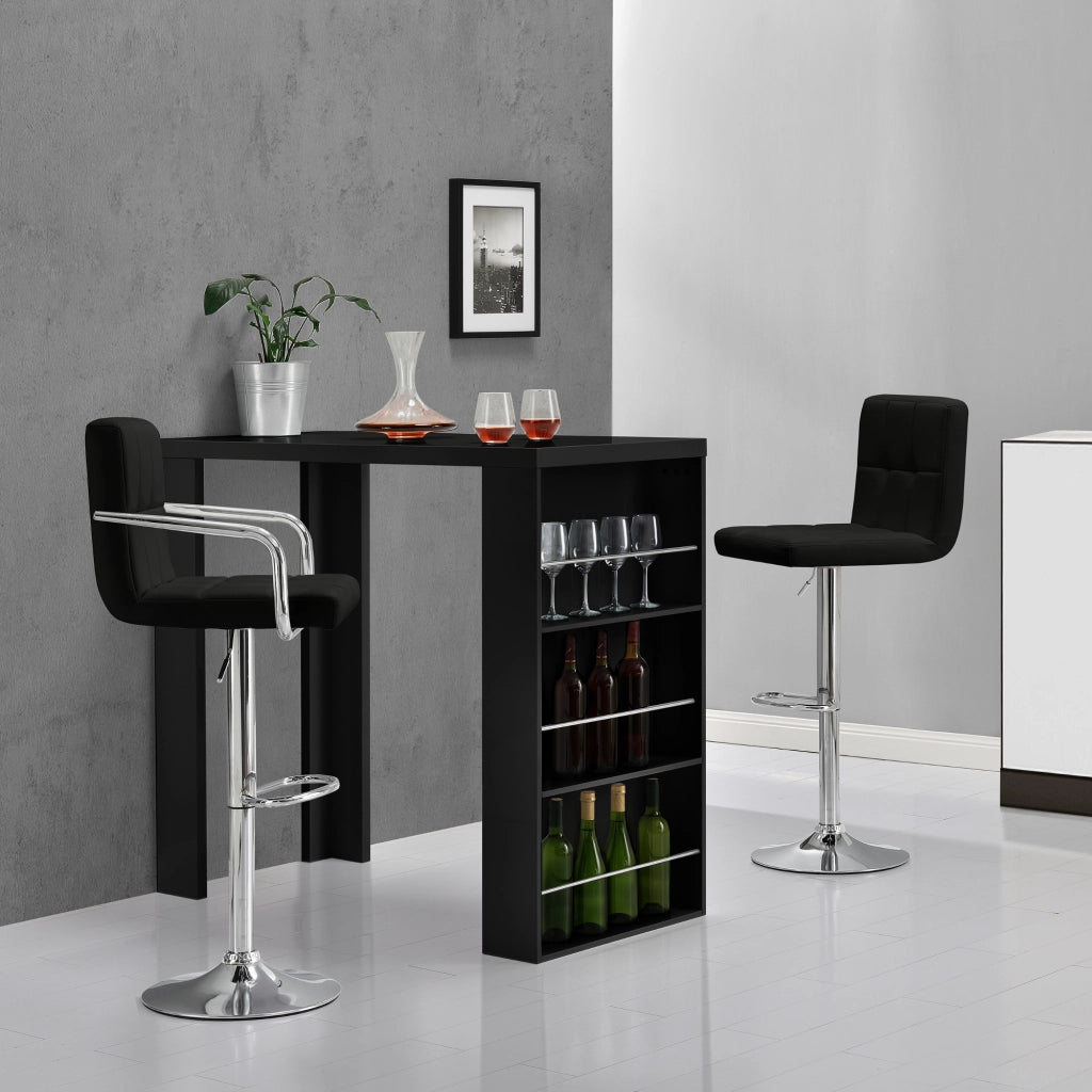 Tavolo da Bar Bonn Bancone con 3 Scomparti Aperti 117 x 57 x 107 cm - Nero [en.casa]