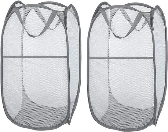 Wastelletto pieghevole grigio 35 x 35 x 61 cm contenitore per la raccolta della spazzatura ronde per due borse da bucato per la casa organizzatore per la camera dei bambini