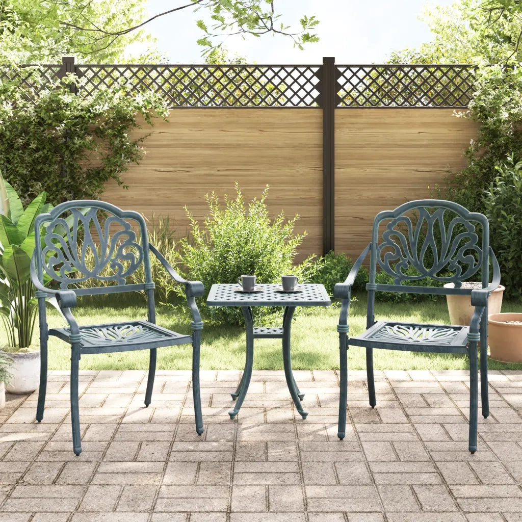 Sedie da Giardino 2 pz | Sedie da Esterno Verdi in Alluminio Pressofuso