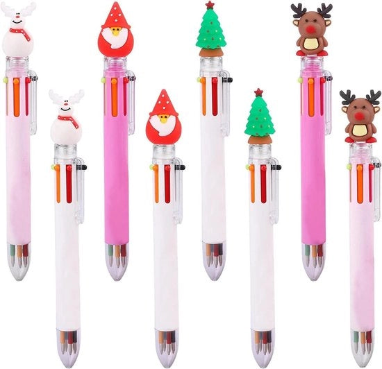 Penne a gomma per bambini 8 pezzi multicolor - Scuola e ufficio - Tema natalizio con design innovativo - Ideale regalo di Natale e riempitivi per calze da Natale