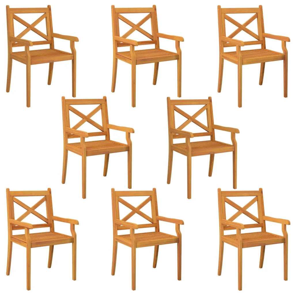 Sedie da Pranzo da Esterni 8 pz in Legno Massello di Acacia cod mxl 16514