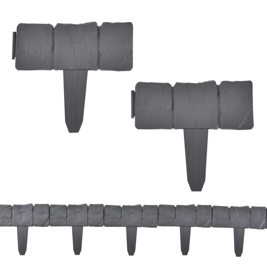 Bordure per Aiuola in set di 60 blocchi - Lunghezza tot 15 m - Grigio, Effetto Pietra casa.pro