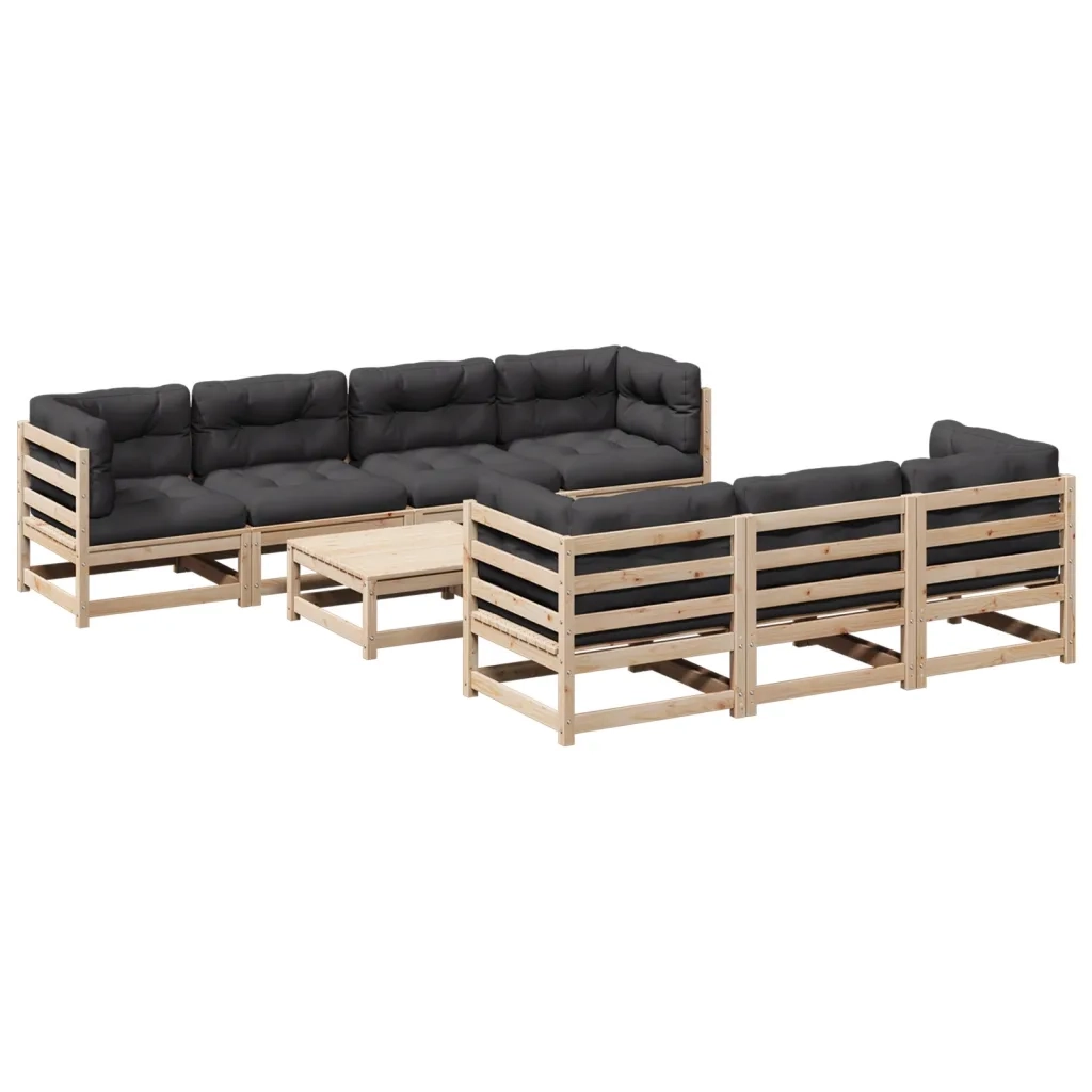 Set Divani da Giardino 8 pz con Cuscini Legno Massello di Pino 3299323