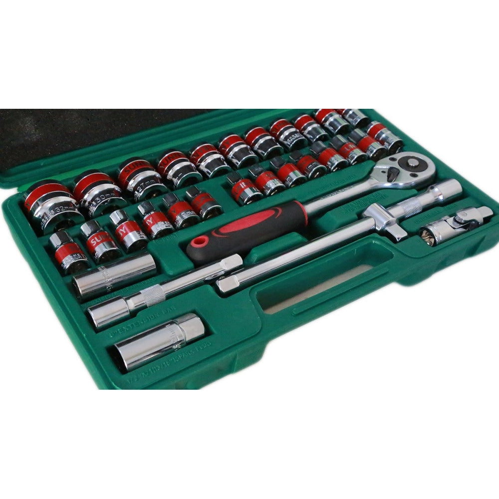 Trade Shop - Valigia Set Chiavi A Bussola 32 Pezzi Vanadium Con Cricchetto 32 Pz Vanadium -