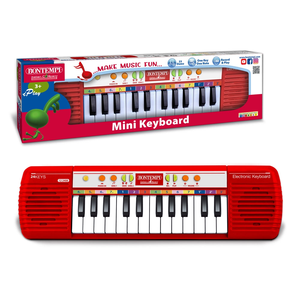 Mini tastiera elettronica 24 tasti, 16 melodie, 7 melodie con accompagnamento,Bontempi,Eta 3+