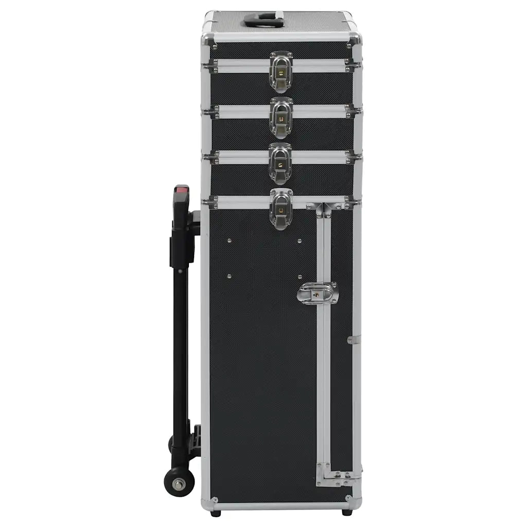 Valigia Trolley per Cosmetici in Alluminio Nero 91812