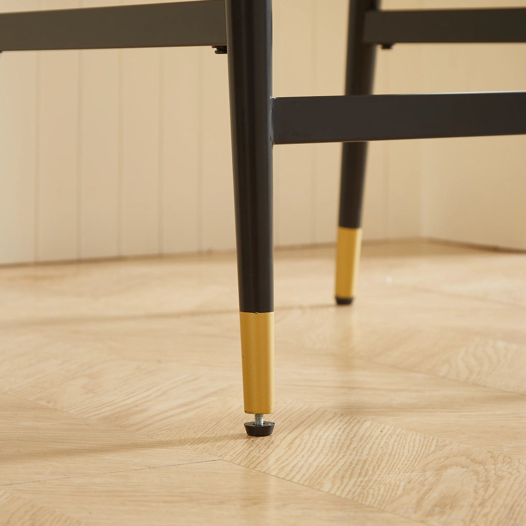 SGABELLO Set da 2 pezzi altezza bancone in tessuto beige con poggiapiedi rettangolare