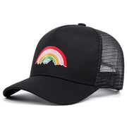 Cappellini da baseball neri con ricamo arcobaleno