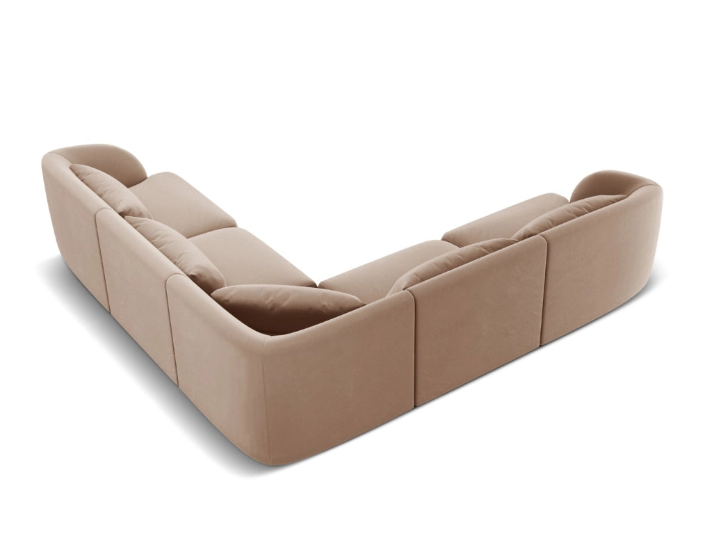 Cosmopolitan Design - Divano angolare reversibile "Tulum" 5 posti in velluto beige 