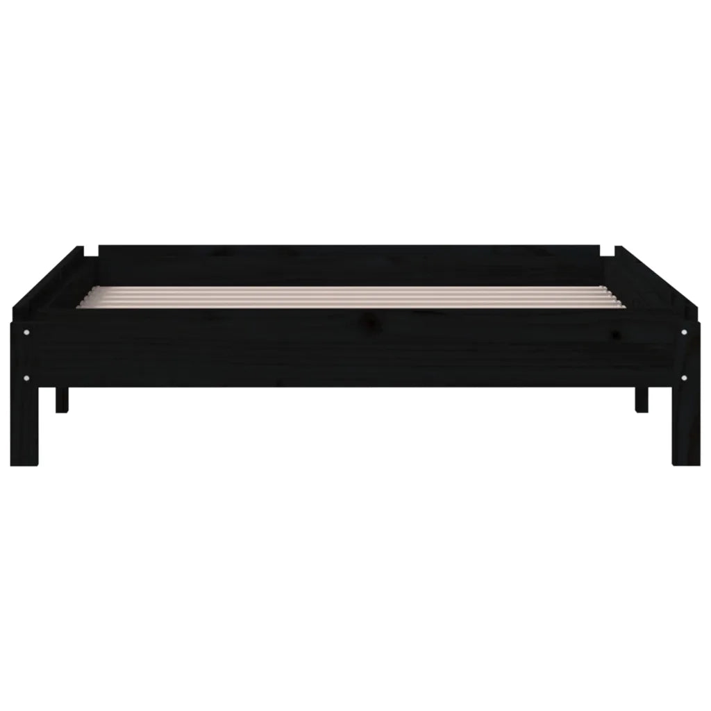 Letto singolo | Letto per adulti | Letto Impilabile Nero 75x190 cm in Legno Massello di Pino
