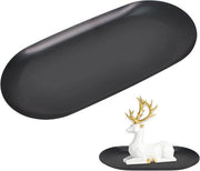 Piatto di Accompagnamento Ovale in Acciaio Inossidabile per Cosmetici e Gioielli, Organizzatore, Metallo Decorativo Nero, 18 x 8,5 cm