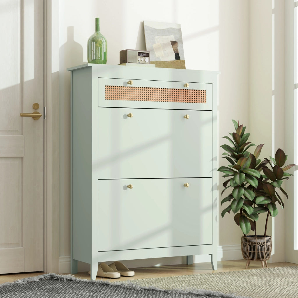 Armadio per scarpe con cassetti ¨C Zephmum ¨C Verde 88x30x120 cm