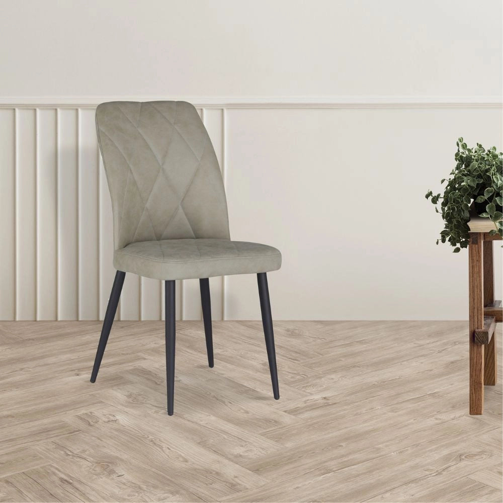 Set 4 Sedie Vika in nabuk tortora con trama geometrica e piedi neri - Eleganza e comfort