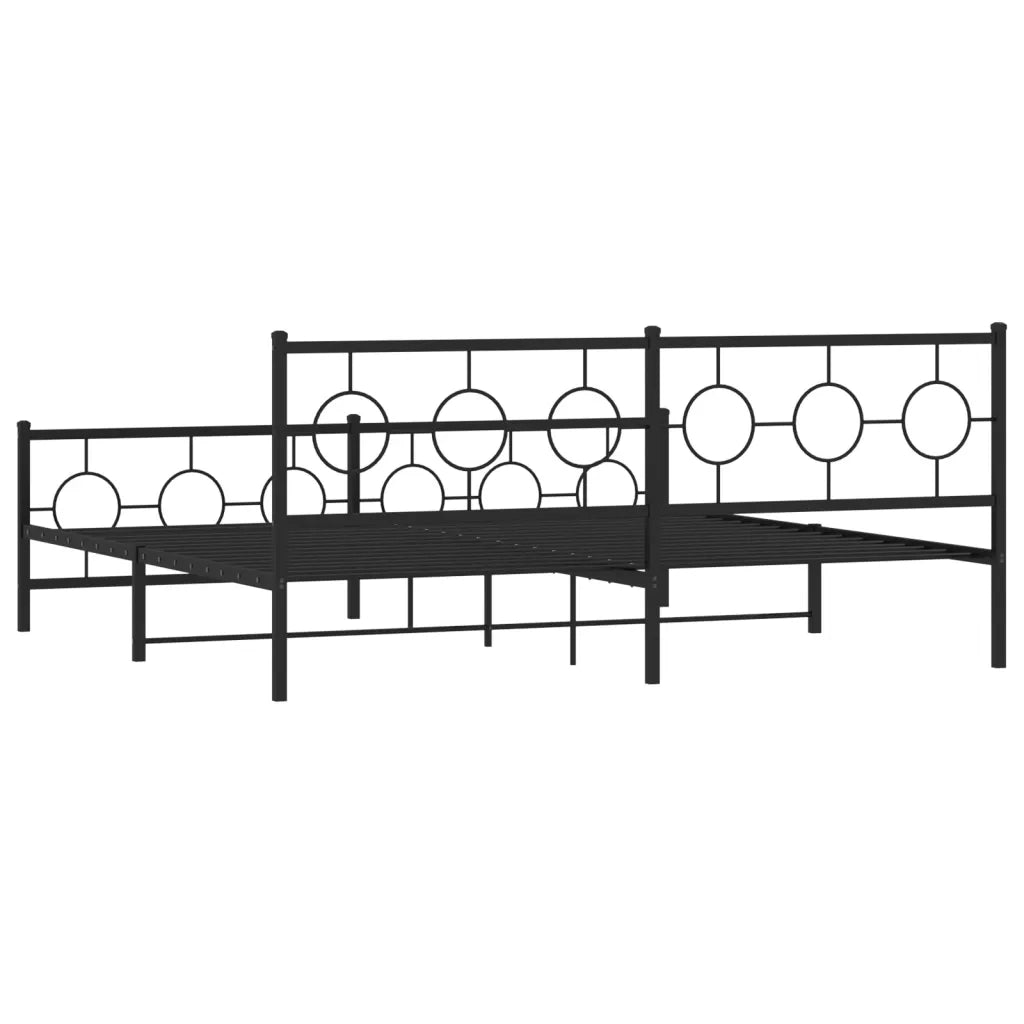 Giroletto con Testiera e Pediera-Struttura Letto Metallo Nero 193x203 cm 576697