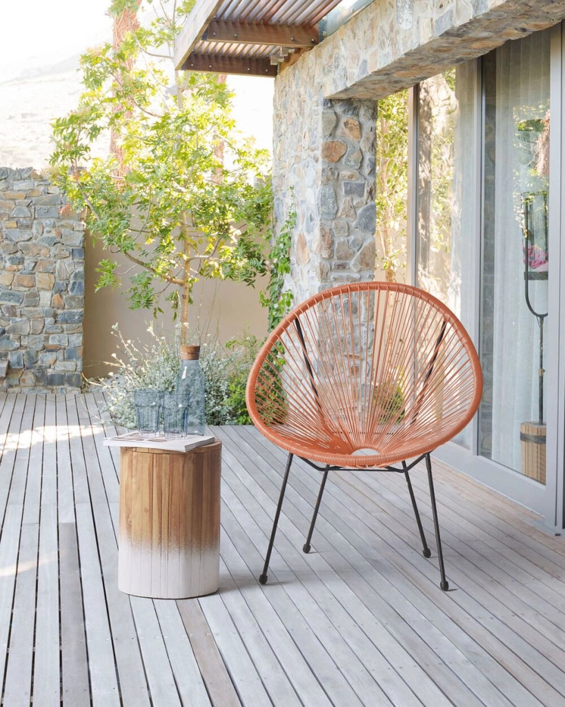 Sedia Giardino rattan sintetico a Raggi Arancione Resistente Agenti Atmosferici