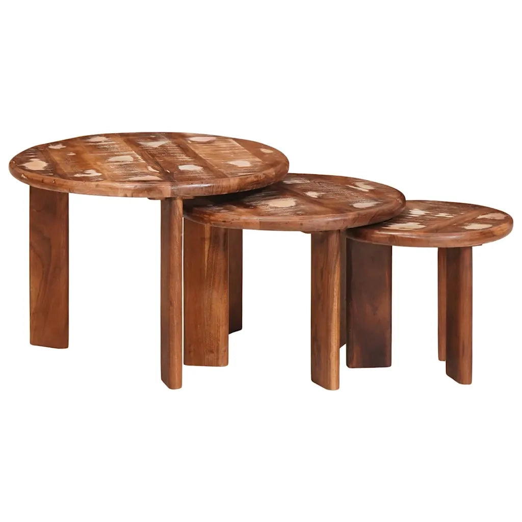 Tavoli da Caffè Nido 3 pcs Multicolore Legno massello riciclato
