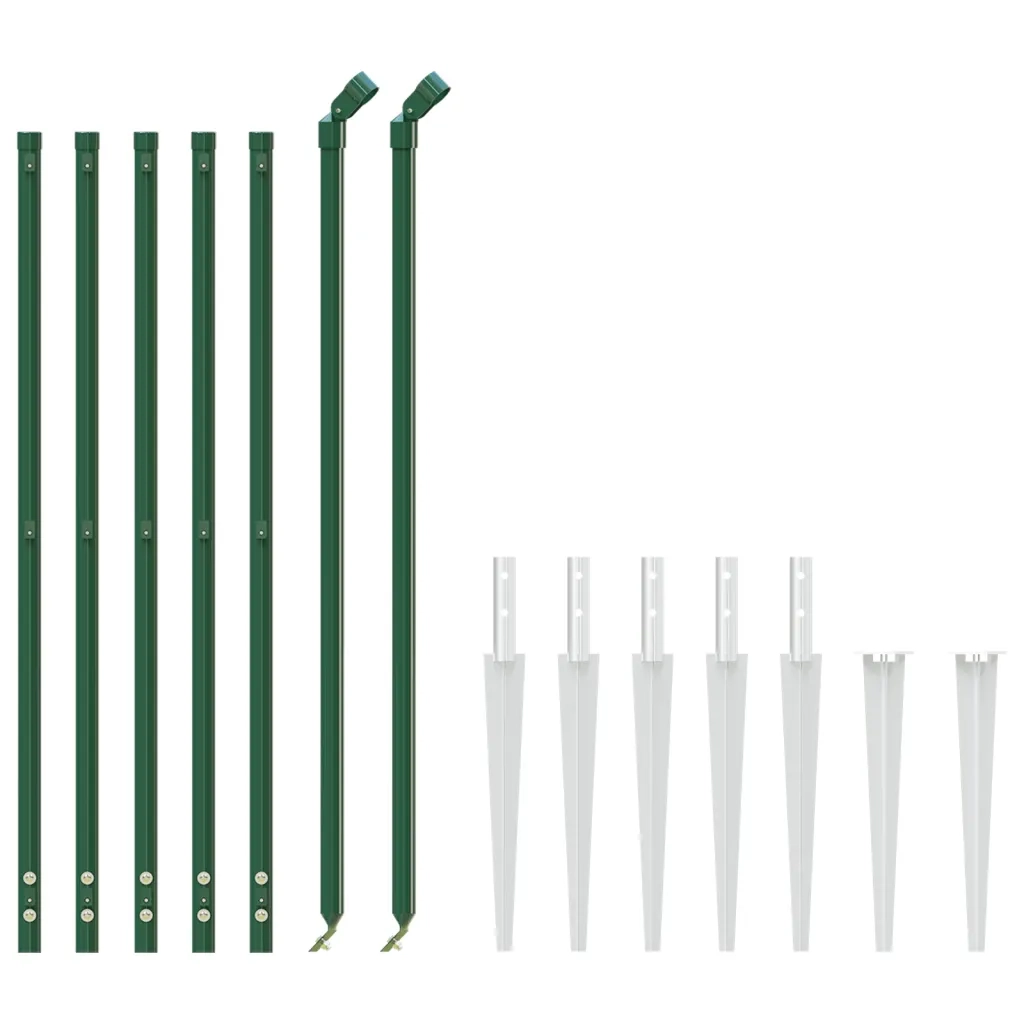 Recinzione da Giardino | Recinzione Metallica con Picchetti Ancoraggio Verde 1x10 m