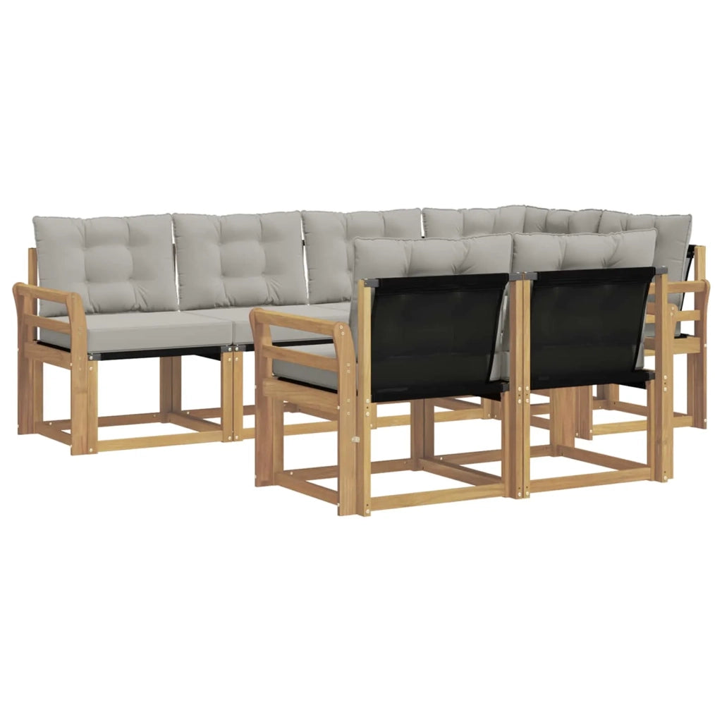 Set di divani da esterno 7 pcs Bianco e Grigio Chiaro