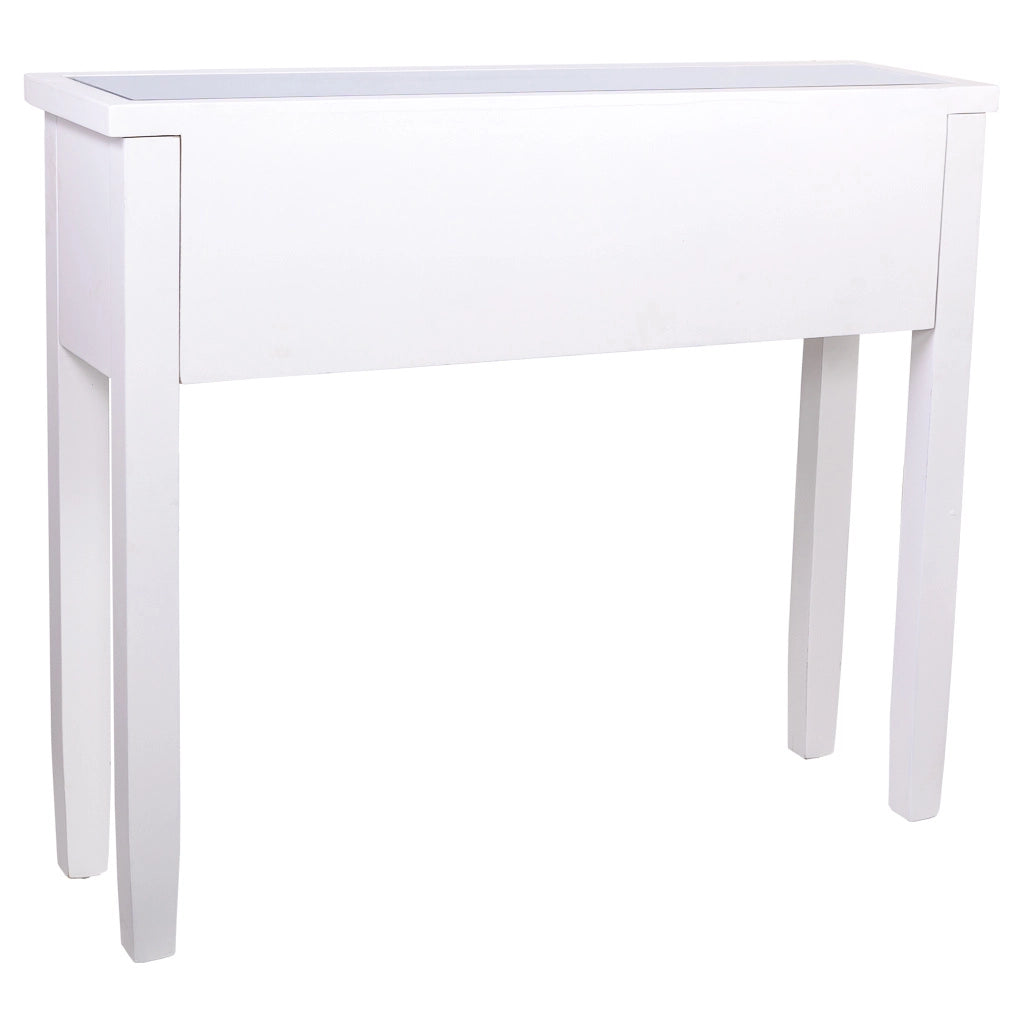 Mobile da ingresso in legno e vetro con 2 cassetti 95x26x80