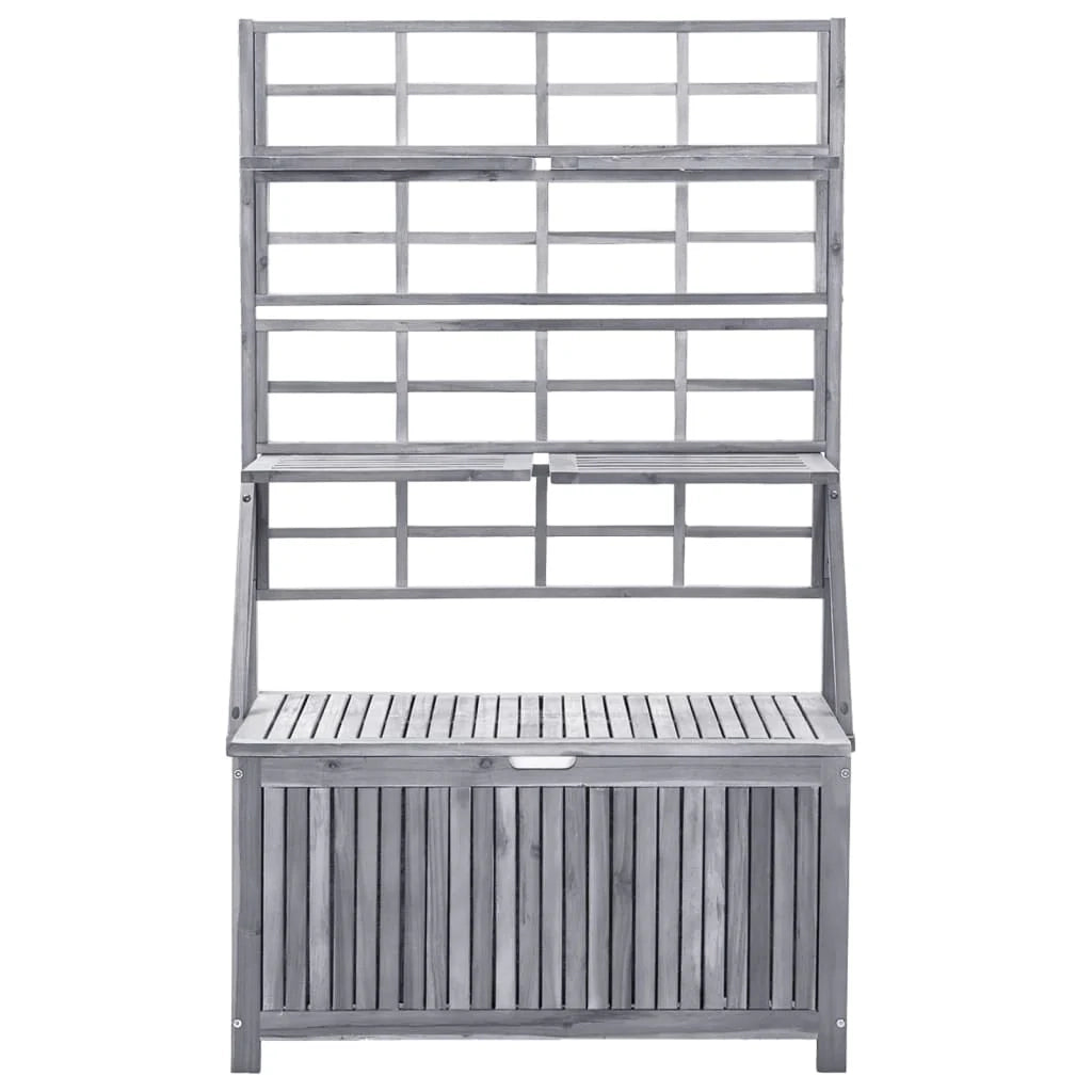 Scatola portaoggetti con rete 99 x 55 x 160 cm in massello di acacia grigio 02_0012997