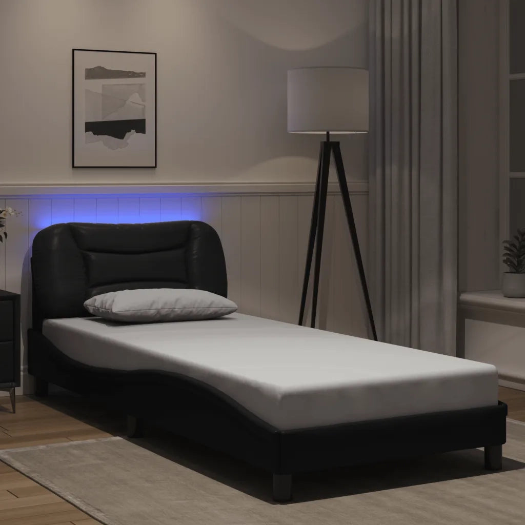 Giroletto con LED senza Materasso-Struttura Letto Hvar Nero 90x200 cm