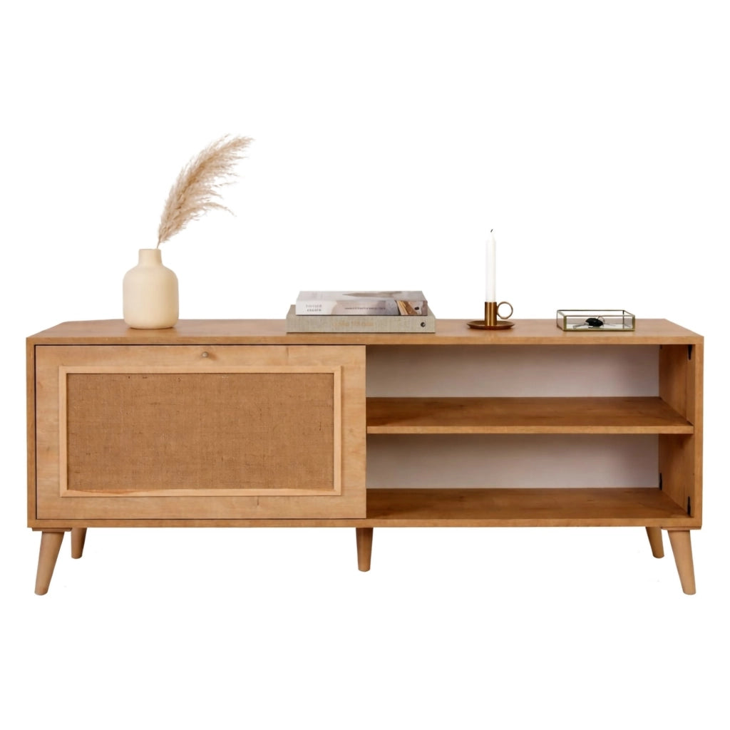 Pesio, Mobile Porta tv un Ripiano, 138x41x55h cm Marrone Rovere