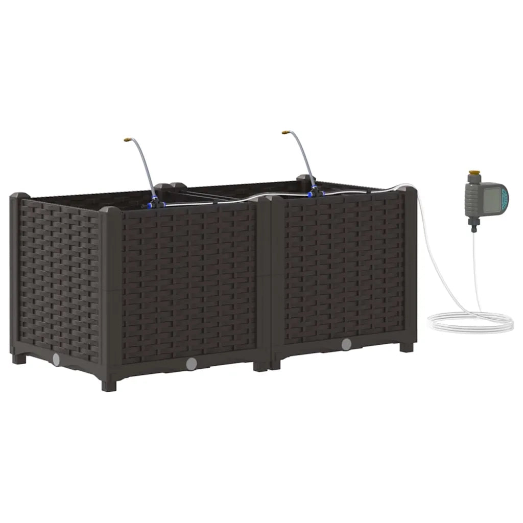 Vaso da giardino 2 pcs Marrone Plastica 42002822