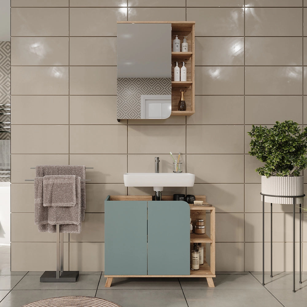 Vicco Set di mobili da bagno Sonoma/blu 2 parti