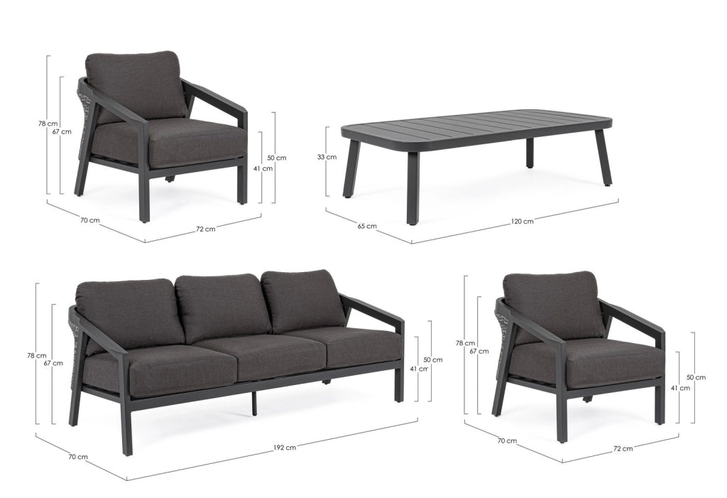 Set salotto giardino Cordova  antracite Bizzotto