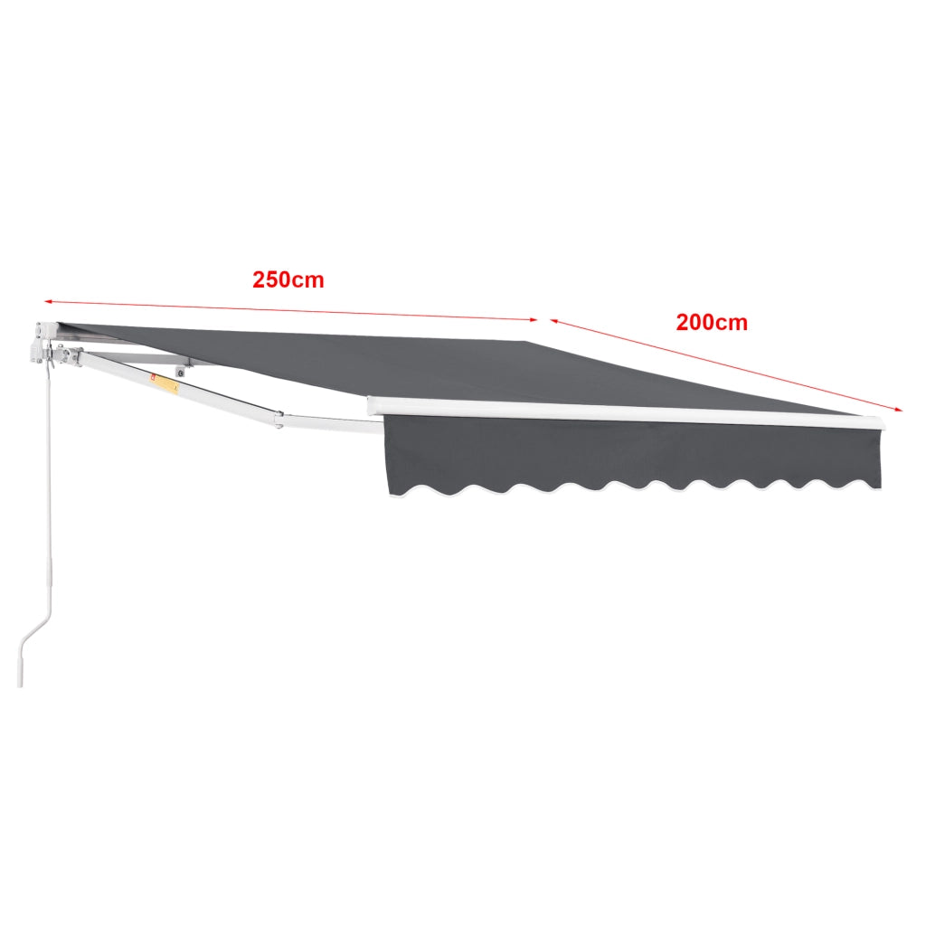 Tenda da Sole a Muro Bitonto con Bracci Estensibili e Manovella 250 x 200 cm (LxP) Grigio Scuro [en.casa]