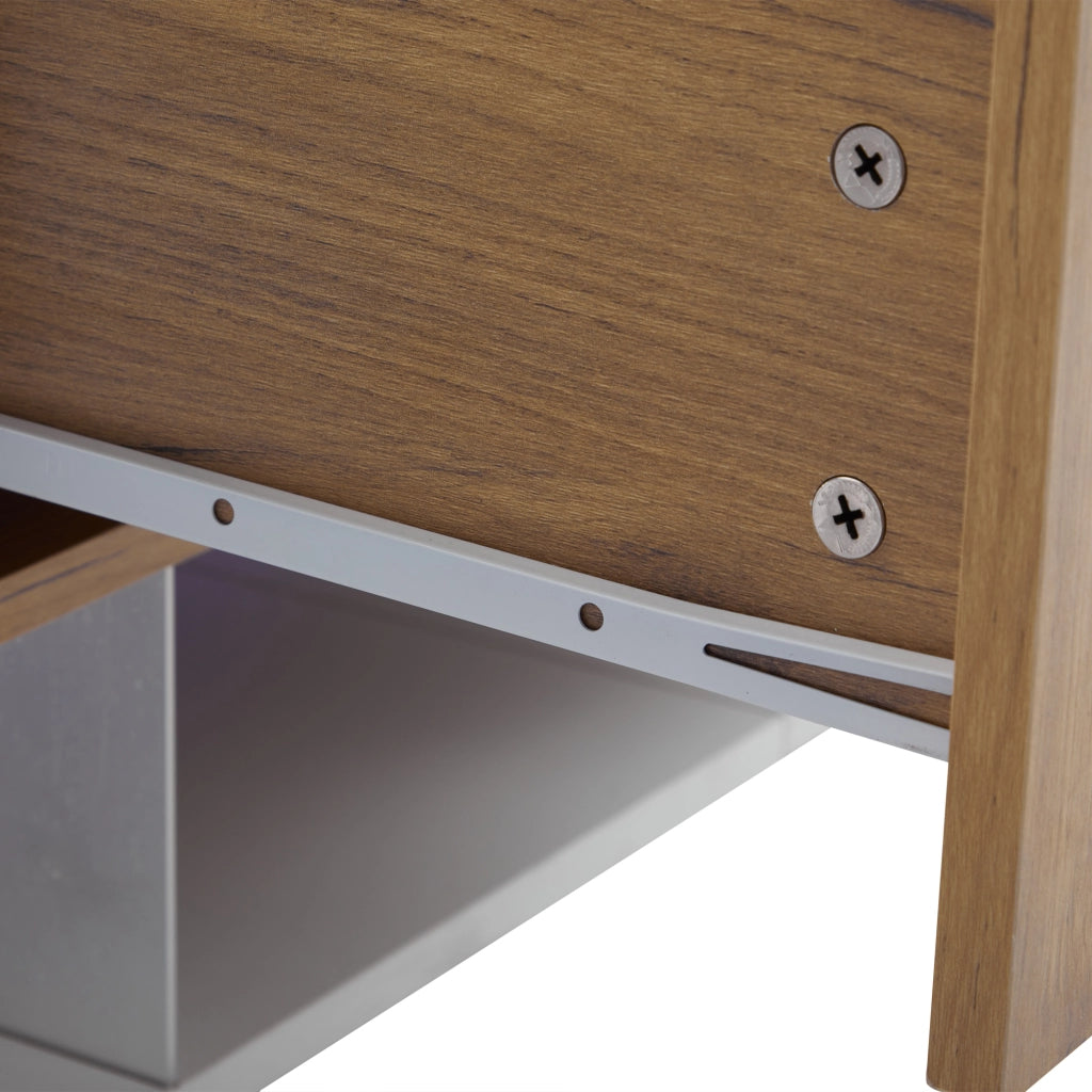 Mobile TV con Cassetti e Vetro ¨C MINIMAL ¨C Bianco, 3 Ripiani, Soggiorno