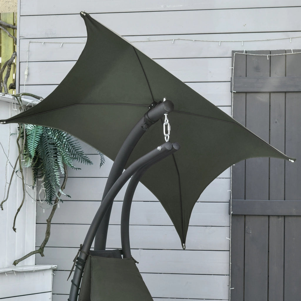 Poltrona a dondolo sospesa per esterni con parasole ¨C Zephmum ¨C Grigio scuro Nero 190x110x190 cm