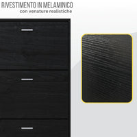 Scarpiera Salvaspazio 3 Ante a Ribalta 63x24x115 cm in Melaminico Venato a Rilievo Nero