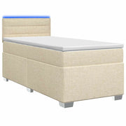 Letto con Box Spring, Materasso e LED Crema 90 x 190 cm Tessuto 3451831