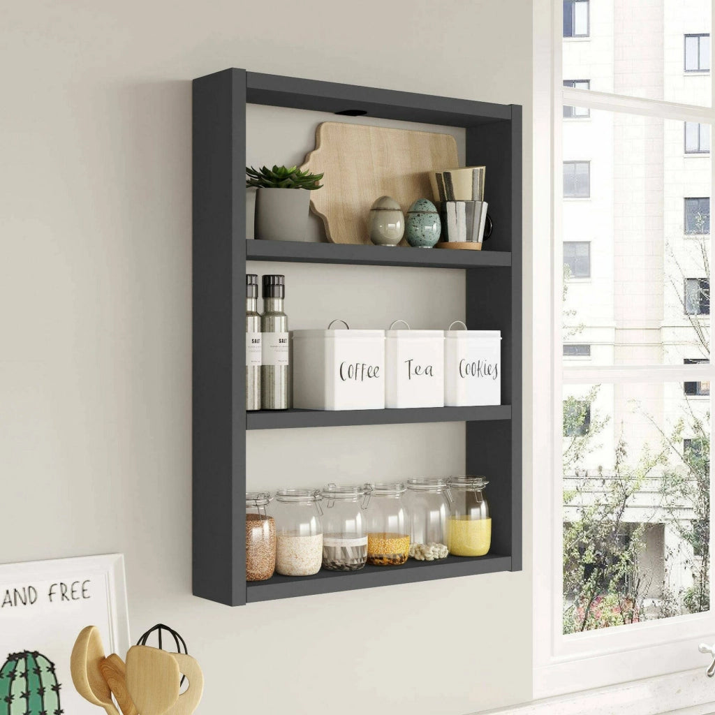 Mensola Krosa, Scaffale, Ripiano a muro, Scaffalatura multiuso, 43x9h60 cm, Antracite