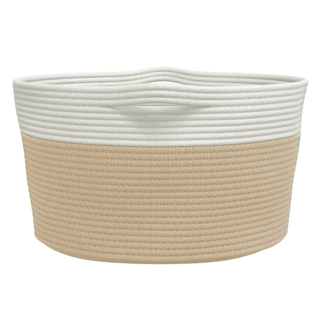 Cestino Portaoggetti Beige e Bianco ?40x25 cm in Cotone CFW5740339