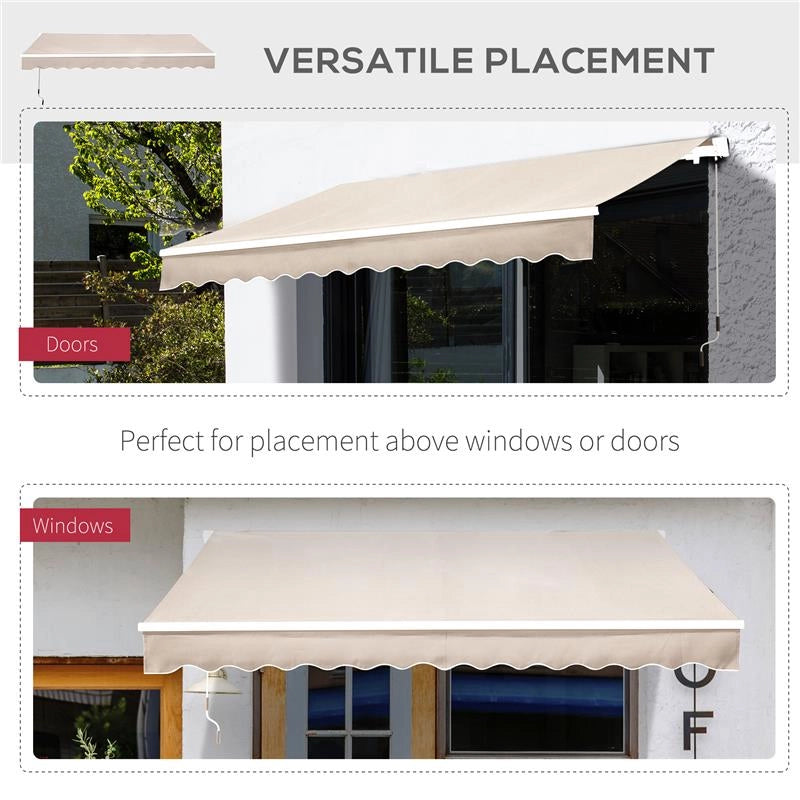 TENDA DA SOLE A MANOVELLA CON COPERTURA IMPERMEABILE 300 X 250 CM COLORE BEIGE