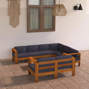 Set Divani Giardino 8 Posti Cuscini Grigi Scuro Massello Acacia 3057958