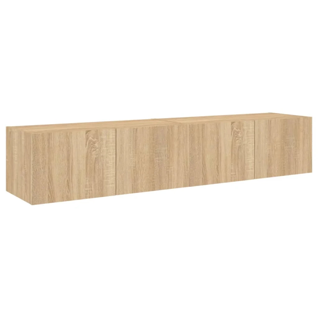Mobile TV multimediale da parete mensola TV mobile TV sala da pranzo soggiorno camera da letto luci LED 2 pezzi rovere Sonoma 80 x 35 x 31 cm marrone 02_0029182