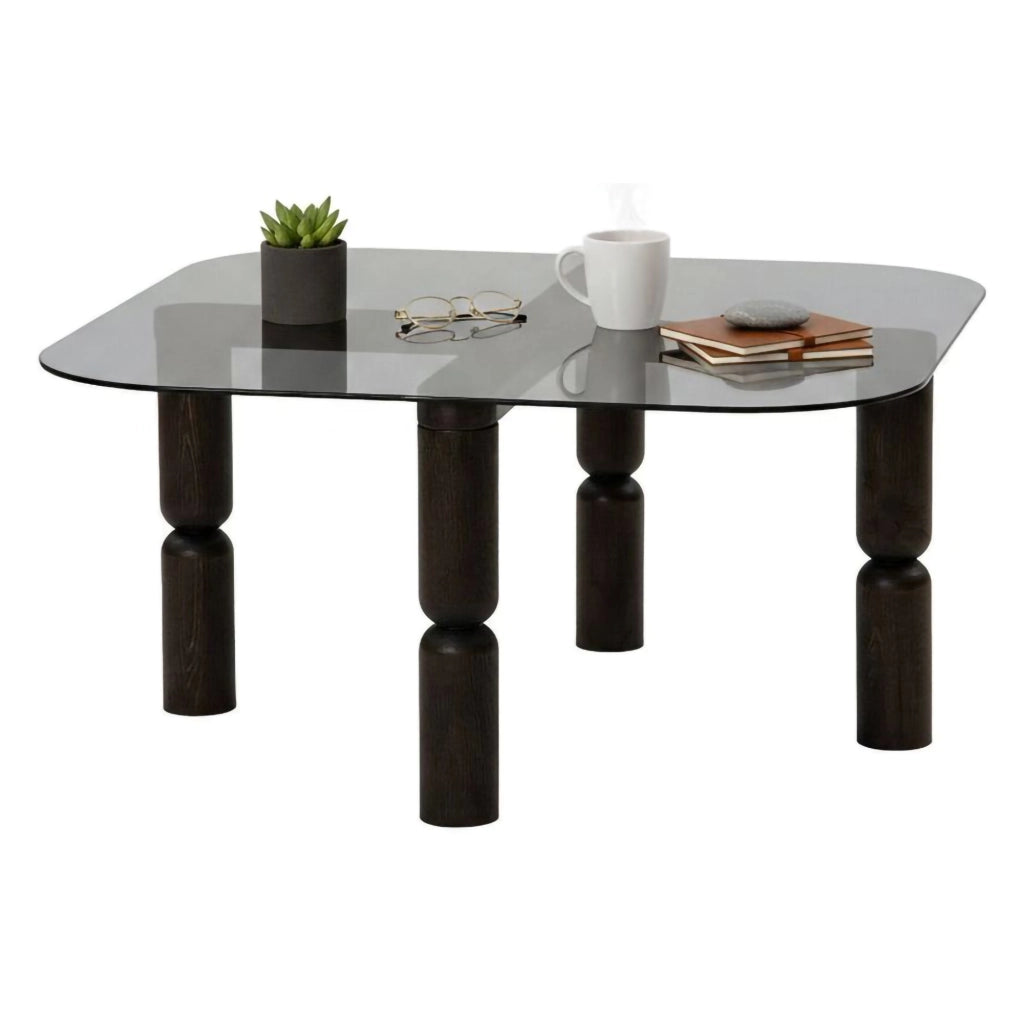 Gran, Tavolino da Salotto Effetto Fume, 80x80x40h cm Nero Antracite
