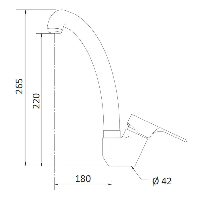Rubinetto Miscelatore Monocomando Girevole Lavello Alto in Ottone Mariani Vela Cromato