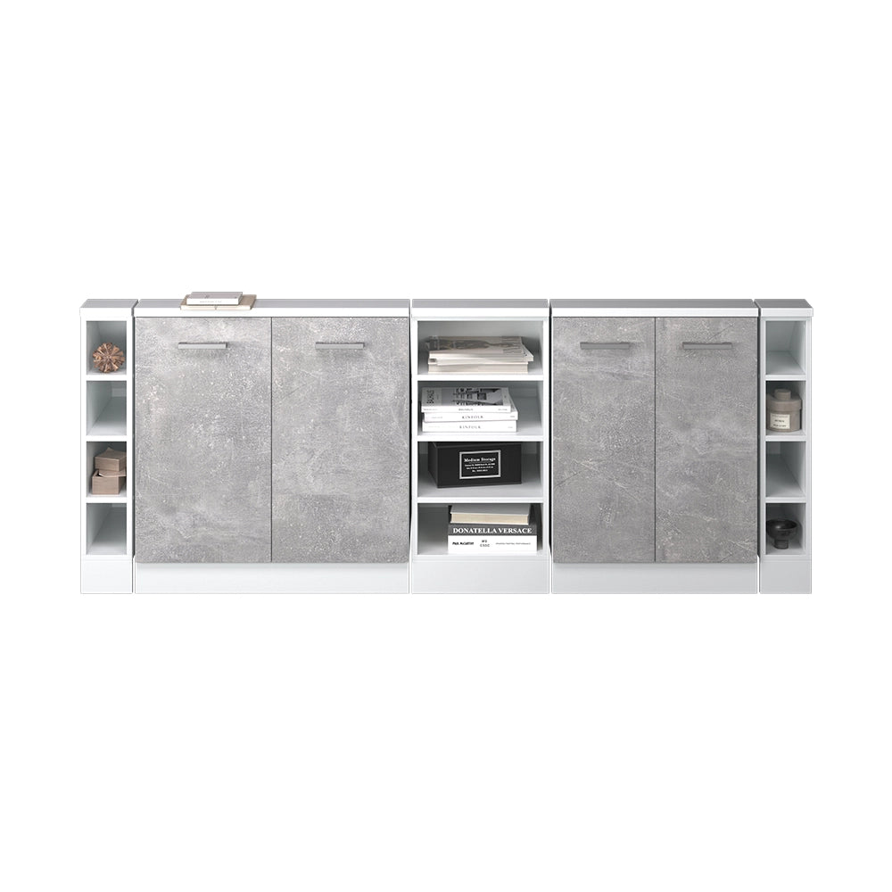 Set di mobili sottotetto Rion Calcestruzzo/Bianco Set di 5 Vicco