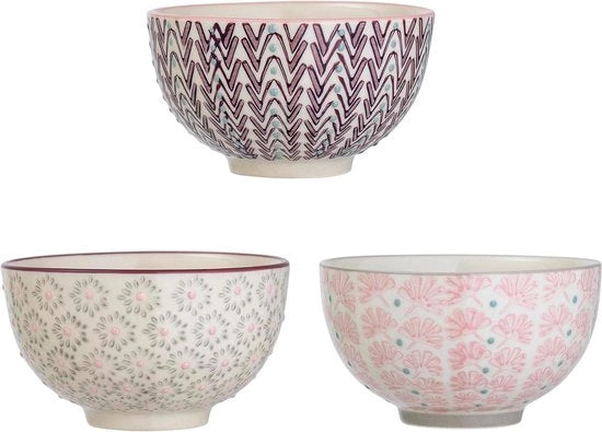 Set di scodelle in ceramica di 3 pezzi in tono rosa grigio viola - Modello 123456